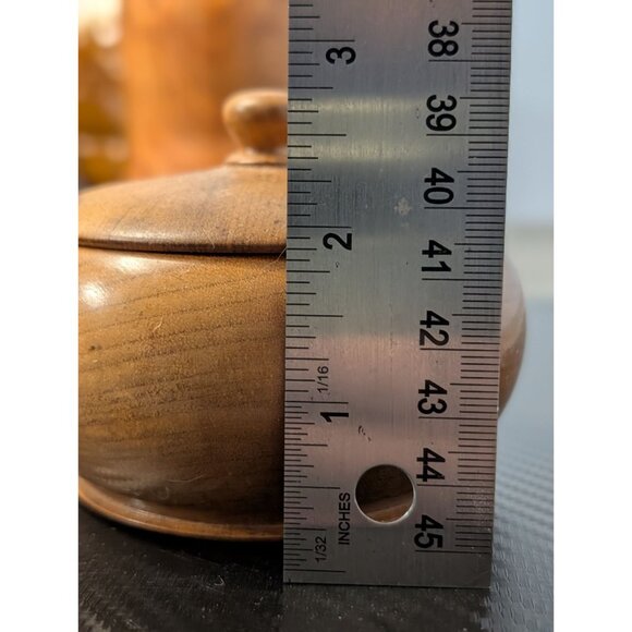 Vintage Myrtlewood Lidded Bowl With Acorn Set By Myrtle Craft Studio - Picture 8 of 11